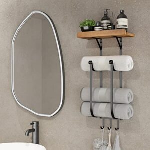 SODUKU Towel Racks for Bathroom Wall Mounted 3 Tier Metal Bath Towel Holder Modern Towel Storage Rack Hand Towel Holder Towel Organizer or Towel Shelf for Bathroom (Black)