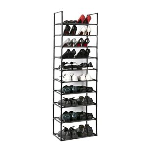 wincang 10 tiers shoe rack,durable and sturdy waterproof non-woven fabric tiers vertical shoe rack,for bedroom/ entryway/hallway/closet -saving storage organizer15-20 pairs of shoes