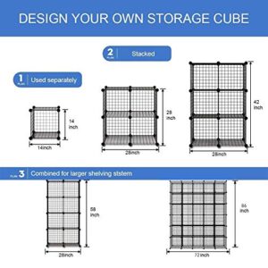 KOUSI DIY Wire Cube Storage, Modular Metal Shelf, Cubby Shelving, Stackable Grid Organizer, 30 Cube, Black