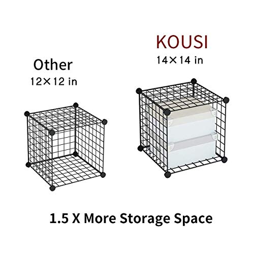 KOUSI DIY Wire Cube Storage, Modular Metal Shelf, Cubby Shelving, Stackable Grid Organizer, 30 Cube, Black