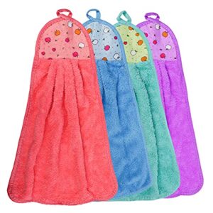 hand towel hanging kitchen hand dry towel fast dry soft dish wipe cloth for kitchen bathroom use (4 pcs)