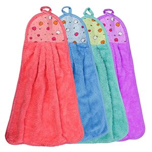 Hand Towel Hanging Kitchen Hand Dry Towel Fast Dry Soft Dish Wipe Cloth for Kitchen Bathroom Use (4 pcs)