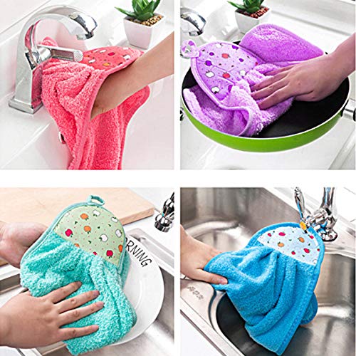 Hand Towel Hanging Kitchen Hand Dry Towel Fast Dry Soft Dish Wipe Cloth for Kitchen Bathroom Use (4 pcs)