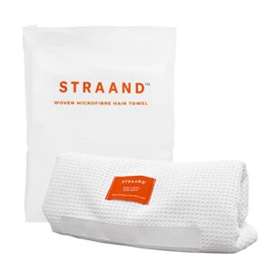 straand woven microfiber hair towel - fast drying anti frizz hair towels for women - gentle on your scalp, highly-absorbent waffle weave microfiber towel for all hair types (37in x 32in)