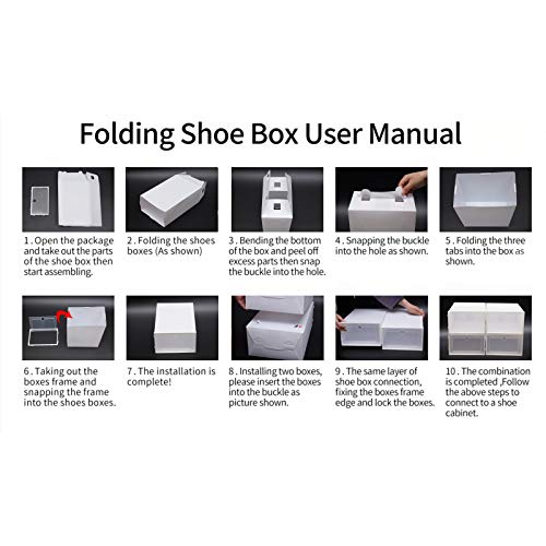 Portable Shoe Rack 24 Pairs DIY Shoe Cabinet with Doors, Free Standing Shoe Shelf Organizer with Transparent Cover, White Plastic Shoe Organizer Expandable for Closet Entryway Hallway Bedroom