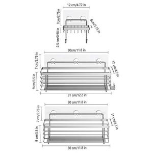 ODesign Shower Caddy Basket with Hooks Soap Dish Holder Shelf for Shampoo Conditioner Bathroom Storage Organizer SUS304 Stainless Steel Rustproof Adhesive No Drilling - 3 Pack