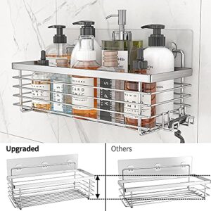 ODesign Shower Caddy Basket with Hooks Soap Dish Holder Shelf for Shampoo Conditioner Bathroom Storage Organizer SUS304 Stainless Steel Rustproof Adhesive No Drilling - 3 Pack