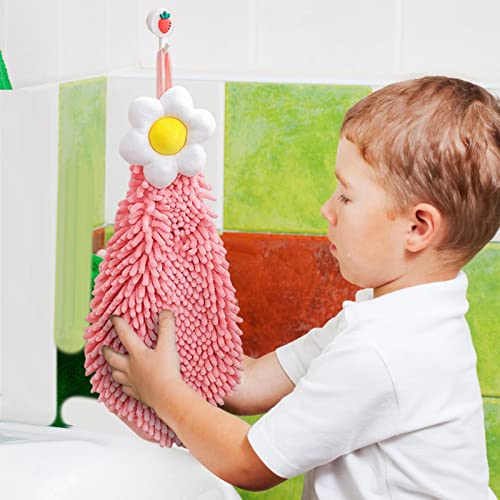 NGUMMS Chenille Hand Towel,Hanging Kitchen Towels,Kids Hand Towels Kitchen Hanging Hand Towels,Quick Dry Flower Towels Funny Cartoon Hand Towel for Kitchen, Absorbent Thick Hand Towel