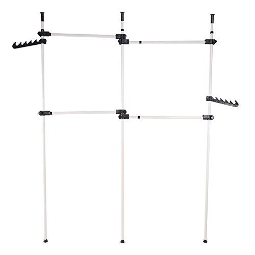 Estink Garment Rack, Portable Indoor Garment Hanger Tools Heavy-Duty Adjustable DIY Coat Hanger Clothes Wardrobe 3 Poles 4 Bars Home Hanging Rack