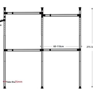 Estink Garment Rack, Portable Indoor Garment Hanger Tools Heavy-Duty Adjustable DIY Coat Hanger Clothes Wardrobe 3 Poles 4 Bars Home Hanging Rack