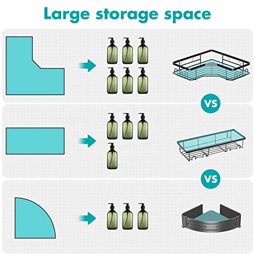 Corner Shower Caddy, 5-Pack Adhesive Shower Organizer, Wall Mounted Bathroom Organizer with Soap Holder, Toothbrush Holder, Shower Rack Bathroom Storage Accessories, Shower Shelves for Inside Shower