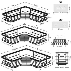 Corner Shower Caddy, 5-Pack Adhesive Shower Organizer, Wall Mounted Bathroom Organizer with Soap Holder, Toothbrush Holder, Shower Rack Bathroom Storage Accessories, Shower Shelves for Inside Shower
