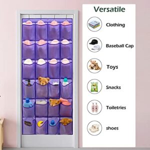 ANIZER Over The Door Hanging Shoe Organizer Shoe Rack Hanger 24 Large Fabric Pockets Holder with 4 Sturdy Hooks (PURPLE)