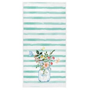 seasonal spring flower vase hand towels 16x30 in welcome spring floral butterflies farmhouse bathroom towel watercolor stripes small bath towel kitchen dish guest towel home bathroom decorations