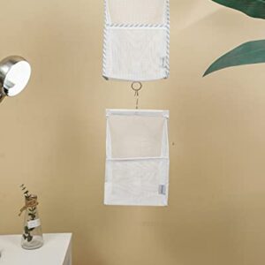 Qimodo Small Hanging Mesh Shower Caddy,Solid Bathroom Toiletry Organizer Bag with Rotatable Hanger (pure white)