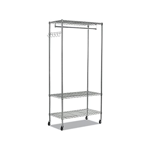 Alera ALEGR364818SR Wire Shelving Garment Rack, Coat Rack, Stand Alone Rack W/casters, Silver