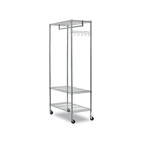 Alera ALEGR364818SR Wire Shelving Garment Rack, Coat Rack, Stand Alone Rack W/casters, Silver