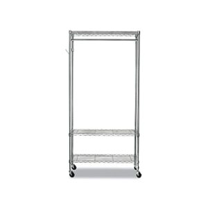 Alera ALEGR364818SR Wire Shelving Garment Rack, Coat Rack, Stand Alone Rack W/casters, Silver