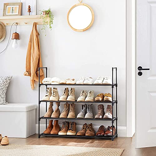 SOONEEDEAR 4-Tier Shoe Rack Metal Shoe Tower 20-Pair Shoe Storage Organizer Unit Entryway Shelf Stackable Cabinet Stackable Shoe Tower Durable Metal Shelves