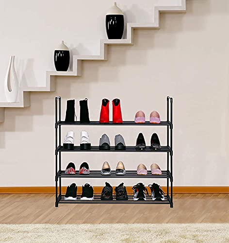 SOONEEDEAR 4-Tier Shoe Rack Metal Shoe Tower 20-Pair Shoe Storage Organizer Unit Entryway Shelf Stackable Cabinet Stackable Shoe Tower Durable Metal Shelves