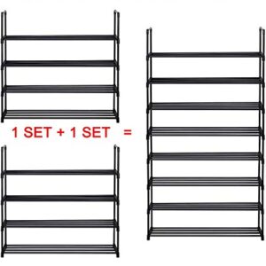 SOONEEDEAR 4-Tier Shoe Rack Metal Shoe Tower 20-Pair Shoe Storage Organizer Unit Entryway Shelf Stackable Cabinet Stackable Shoe Tower Durable Metal Shelves