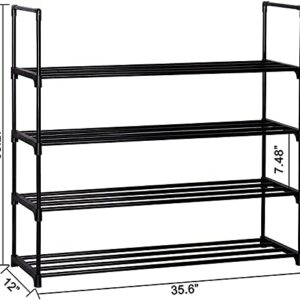 SOONEEDEAR 4-Tier Shoe Rack Metal Shoe Tower 20-Pair Shoe Storage Organizer Unit Entryway Shelf Stackable Cabinet Stackable Shoe Tower Durable Metal Shelves