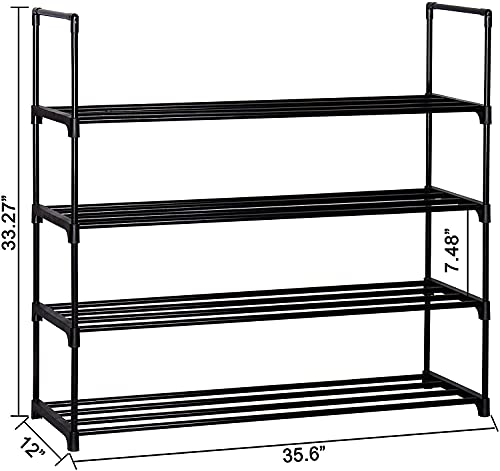 SOONEEDEAR 4-Tier Shoe Rack Metal Shoe Tower 20-Pair Shoe Storage Organizer Unit Entryway Shelf Stackable Cabinet Stackable Shoe Tower Durable Metal Shelves