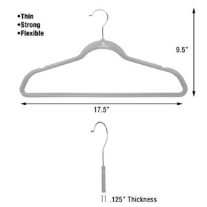 Velvet Hangers, Sturdy and Space Saving Hanger. Grey (Charcoal). 50 Pack