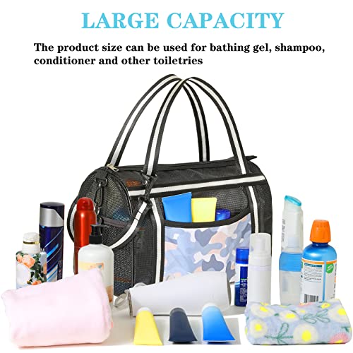 Ligereza Mesh Shower Caddy Basket for College Dorm Room Essentials, Bathroom Accessories, Gym Bathroom, Camping, Multiple Suspension Methods And Large Capacity, Portable Shower Caddy Bag (Black).