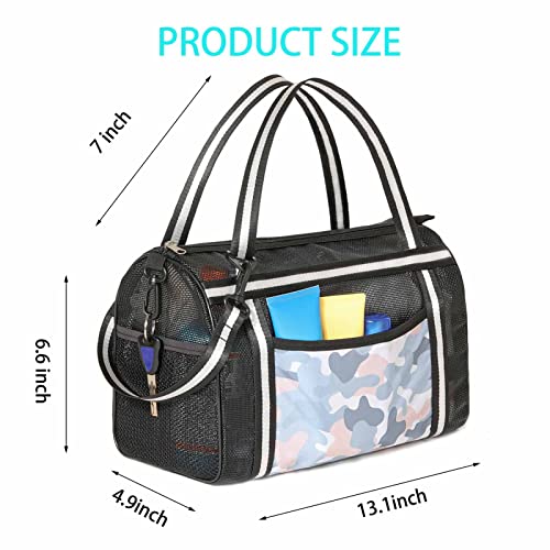 Ligereza Mesh Shower Caddy Basket for College Dorm Room Essentials, Bathroom Accessories, Gym Bathroom, Camping, Multiple Suspension Methods And Large Capacity, Portable Shower Caddy Bag (Black).