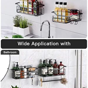 Uamector Shower Caddy Shelves Bathroom Organizer, 2 Pack Adhesive Rustproof Stainless Steel Black Shower Shelf for Inside Shower, No Drilling Wall Mount Shower Organizer Storage for Kitchen