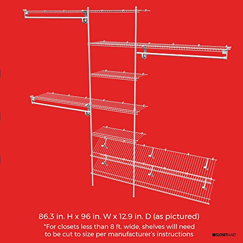 ClosetMaid 5037 5ft. to 8ft. Fixed Mount Closet Organizer Kit, White