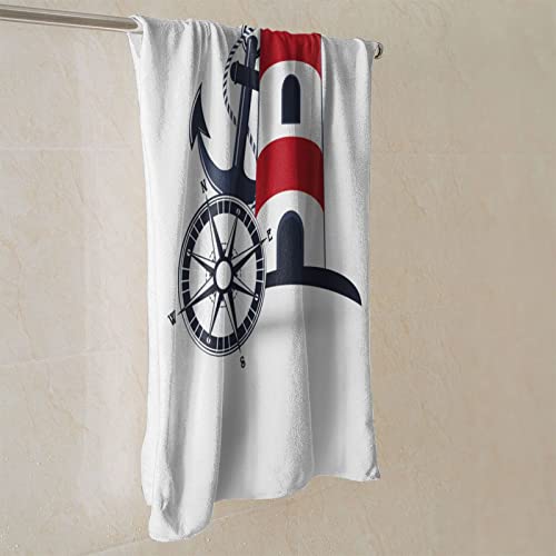 B TREE Nautical Theme Anchor Lighthouse Highly Absorbent Decorative Hand Towel Multipurpose for Bathroom Hotel Gym Spa Soft Fingertip Towels