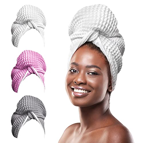 desired body Microfiber Hair Towel - Premium Anti Frizz Hair Drying Wrap for Women & Men - Large and Lightweight One Size Fits All - White