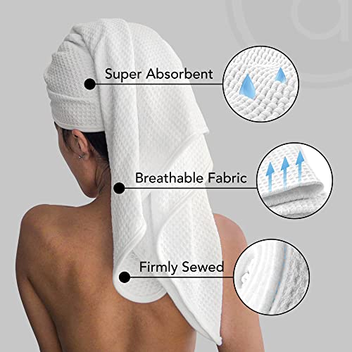 desired body Microfiber Hair Towel - Premium Anti Frizz Hair Drying Wrap for Women & Men - Large and Lightweight One Size Fits All - White