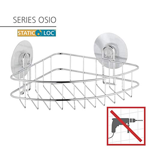 Static-Loc Corner Shower Caddy, Shower Shelf, Corner Shower Shelf, Shower Corner Caddy Made of Steel, Shower Storage, Chrome 10.4 x 4.3 x 7.5 in