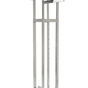 Econoco - Chrome 4-Way Clothing Rack, Straight Adjustable Height Arms, Rectangular Tubing, Perfect for Clothing Store Display