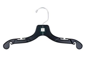 nahanco 2412 children's plastic hangers, super heavy weight shirt hangers, 12", swivel hook, black (pack of 100)