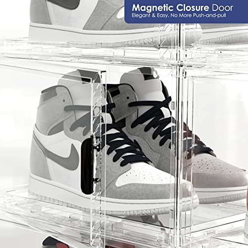 SEE SPRING Sneaker Cases for Sneakerheads Shoe Storage Boxes Clear Stackable Sneaker Display Boxes Shoe Organizers Fit up to Size 16 Containers Pack of 2