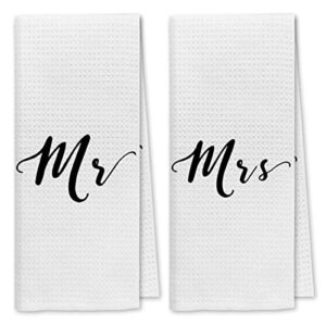 dibor love quote mr. and mrs. bath towels,love decorative absorbent drying cloth hand towels tea towels dishcloth for bathroom kitchen,funny couples wedding anniversary valentine gifts(white,set of 2)