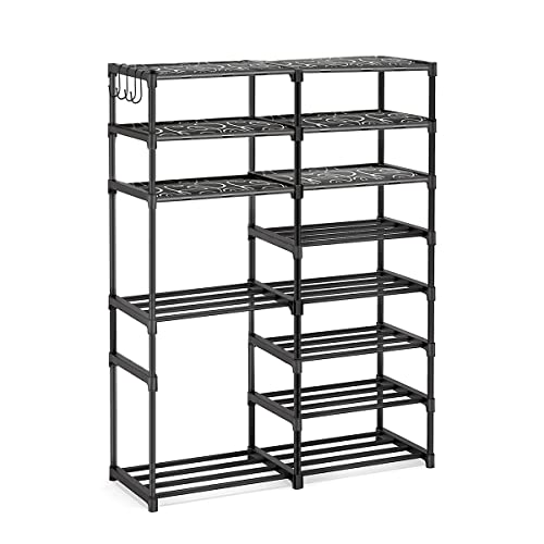 barsone 8 Tiers Shoe Rack, Durable Metal Boots Shoe Rack Organizer, 26-30 Pairs Shoe Rack for Closet, Free Standing Shoe Rack for Entryway Hallway Living Room