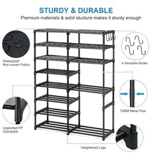 barsone 8 Tiers Shoe Rack, Durable Metal Boots Shoe Rack Organizer, 26-30 Pairs Shoe Rack for Closet, Free Standing Shoe Rack for Entryway Hallway Living Room