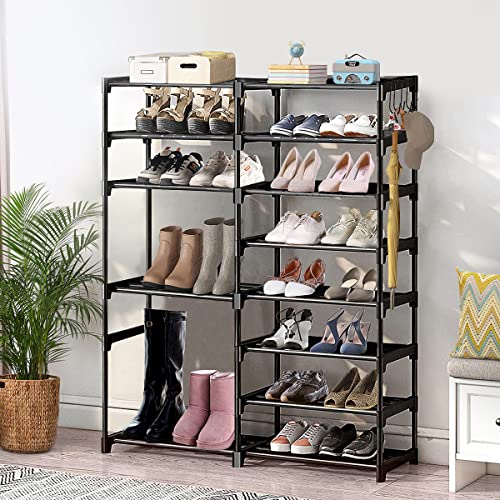 barsone 8 Tiers Shoe Rack, Durable Metal Boots Shoe Rack Organizer, 26-30 Pairs Shoe Rack for Closet, Free Standing Shoe Rack for Entryway Hallway Living Room