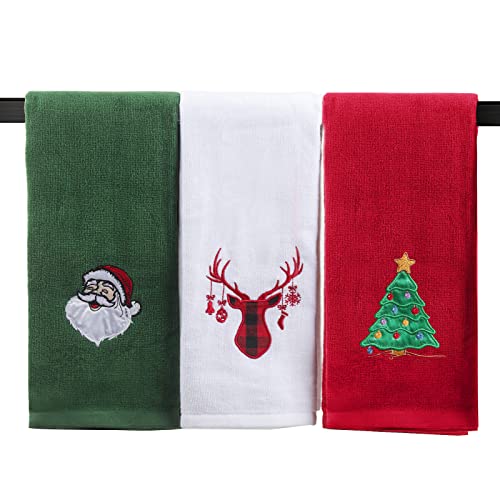 HEYPRIIL Large Christmas Hand Towels, 100% Cotton Christmas Kitchen Towels Dish Towels, Ultra Absorbent Drying Towels Set Gift for Bathroom, 25 x 16 Inches