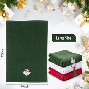 HEYPRIIL Large Christmas Hand Towels, 100% Cotton Christmas Kitchen Towels Dish Towels, Ultra Absorbent Drying Towels Set Gift for Bathroom, 25 x 16 Inches