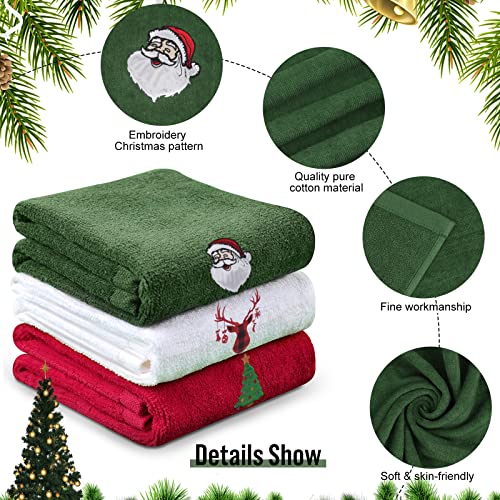 HEYPRIIL Large Christmas Hand Towels, 100% Cotton Christmas Kitchen Towels Dish Towels, Ultra Absorbent Drying Towels Set Gift for Bathroom, 25 x 16 Inches