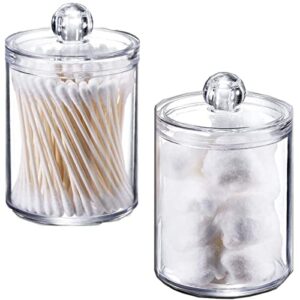 xiyuedhhyx 3 pack plastic acrylic bathroom vanity canister jars with storage lid, creative lotus cotton swab apothecary jars, qtip holder makeup organizer for cotton balls,swabs,pads,bath salts…