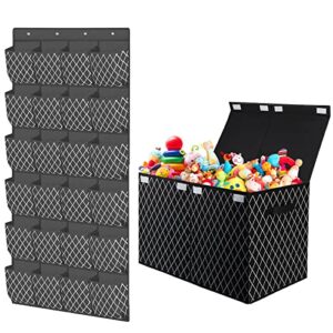 veronly toy chest box organizer bins for boys girls 1 pack +over the door shoe organizer hanging shoe rack storage holder with 24 extra large fabric pockets 1 pack