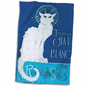 3drose - taiche - vintage poster art - le chat blanc - tournee chat blanc parody le chat noir - distressed - towels (twl-356211-1)