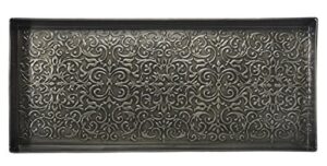 hf by lt enchanted scroll pattern metal boot, 30 x 13 inches, antique zinc finish